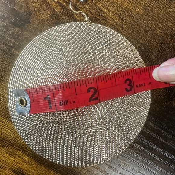 Gold Zola Earrings Jumbo Round Tribal - Picture 3 of 3